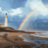 Lighthouse Over Rainbow Lake Diamond Painting