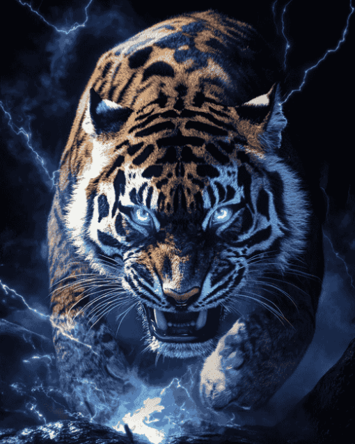 Lightning Tiger Animation Diamond Painting