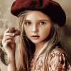 Little Girl in Raspberry Beret Diamond Painting