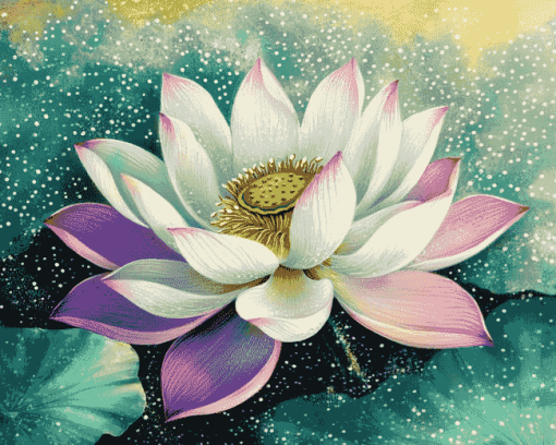 Lotus Flower Vintage Diamond Painting