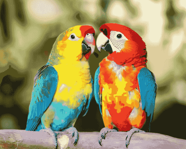 Final Lovely Lovebirds Parrot Diamond Painting Artwork