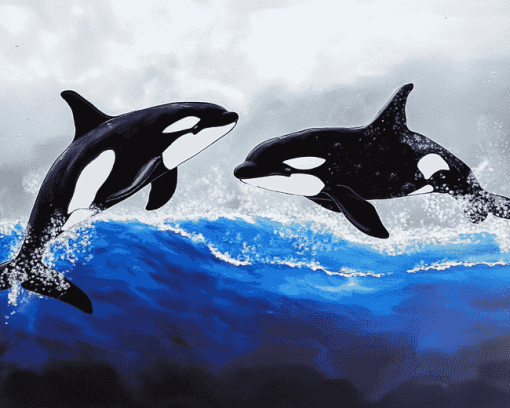 Majestic Orcas Diamond Painting