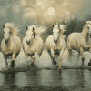 Majestic White Horses Diamond Painting