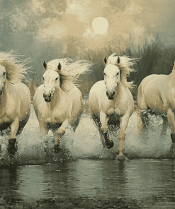 Majestic White Horses Diamond Painting