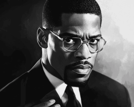 Malcolm X Black And White Diamond Painting