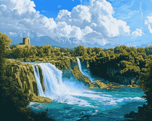 Manavgat Waterfall Scene Diamond Painting