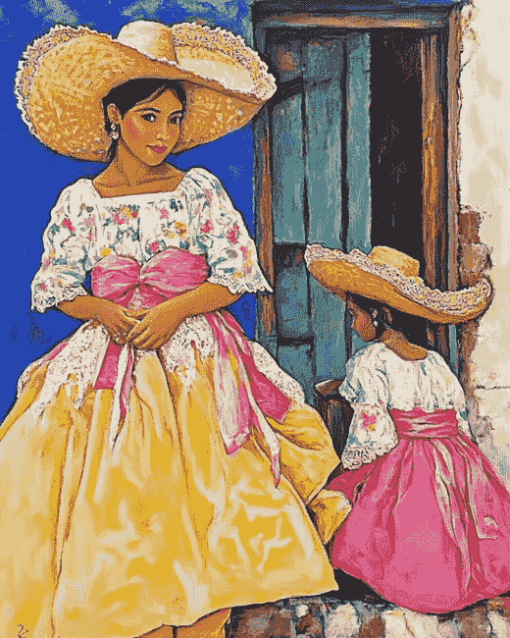 Mexican Women and Children Diamond Painting