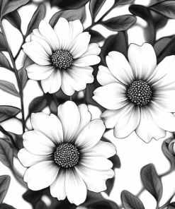 Monochrome Blossoms Diamond Painting