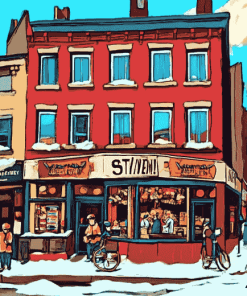 Montreal Bagel Building Animation Diamond Painting