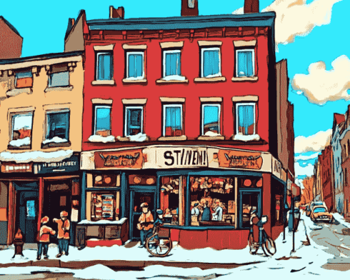 Montreal Bagel Building Animation Diamond Painting