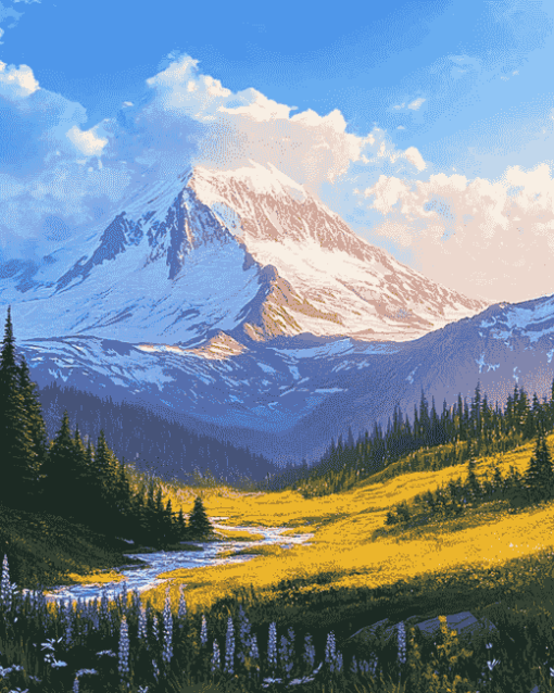 Mountain Rainer Valley Diamond Painting