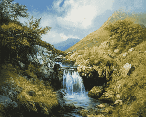 Mountain Stream Waterfalls Diamond Painting