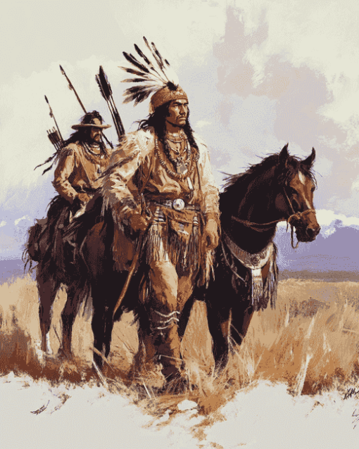 Native Indians Cowboys Vintage Diamond Painting