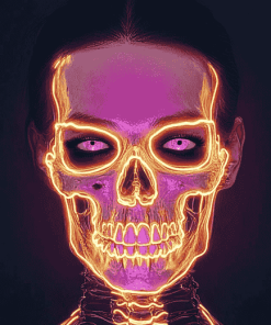 Neon Skeleton Skull Diamond Painting