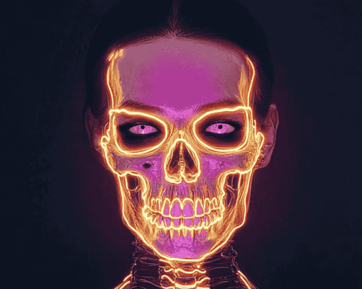 Neon Skeleton Skull Diamond Painting