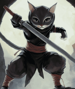 Ninja Cat Animation Diamond Painting