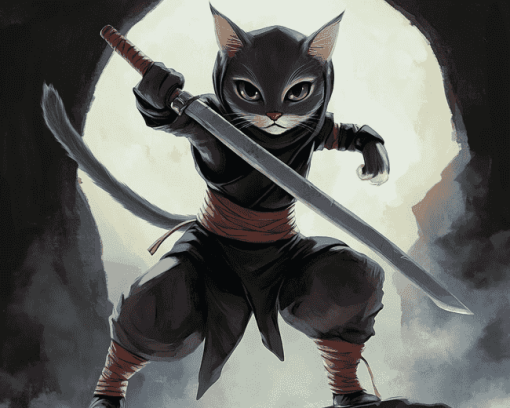 Ninja Cat Animation Diamond Painting