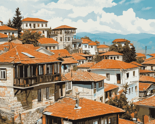 Ohrid City Buildings Diamond Painting