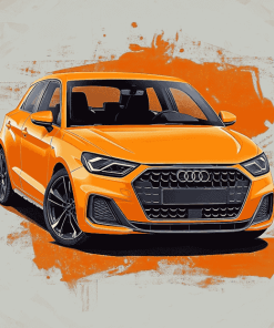 Orange Audi A1 Car Diamond Painting