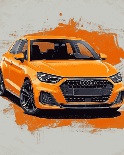 Orange Audi A1 Car Diamond Painting