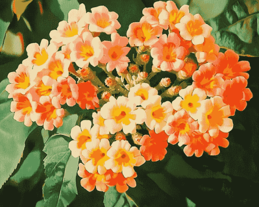 Orange Blossom Lantanas Diamond Painting