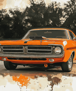 Orange Plymouth Roadrunner Car Diamond Painting