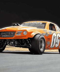 Orange Stock Car Racing Diamond Painting