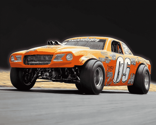 Orange Stock Car Racing Diamond Painting