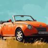 Orange Ww Convertible Car Diamond Painting