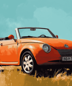 Orange Ww Convertible Car Diamond Painting