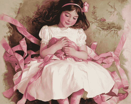 Pink Little Girl Diamond Painting