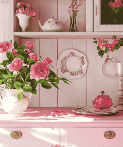 Pink Roses in Cupboard Diamond Painting