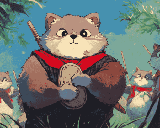 Pom Poko Cat Animation Diamond Painting