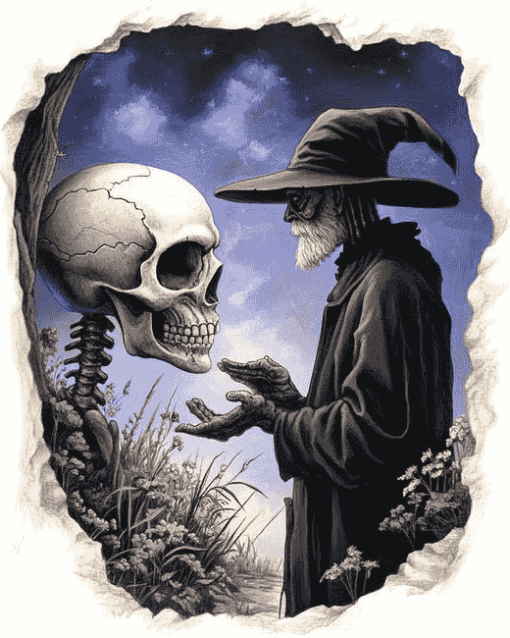 Pratchett Skull Art Diamond Painting