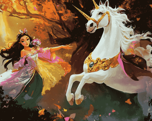 Princess and Unicorn Fantasy Diamond Painting