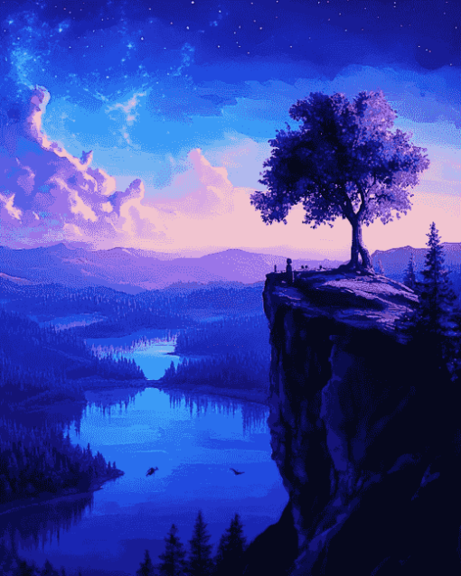 Purple And Blue Sky Diamond Painting