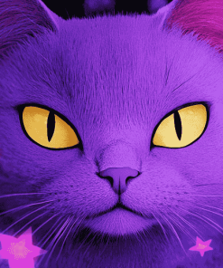 Purple Cartoon Kitties Diamond Painting