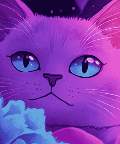 Purple Cat Animation Diamond Painting