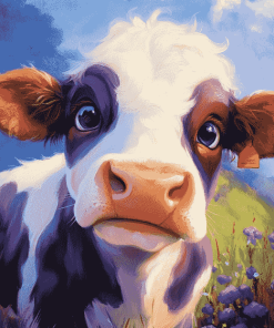 Purple Cow Animal Diamond Painting