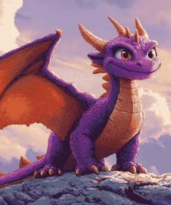 Purple Dragon Fantasy Diamond Painting