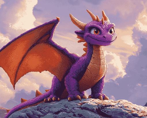 Purple Dragon Fantasy Diamond Painting