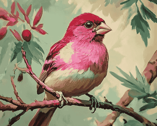 Purple Finch Bird Diamond Painting