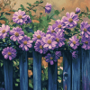 Purple Floral Fence Diamond Painting