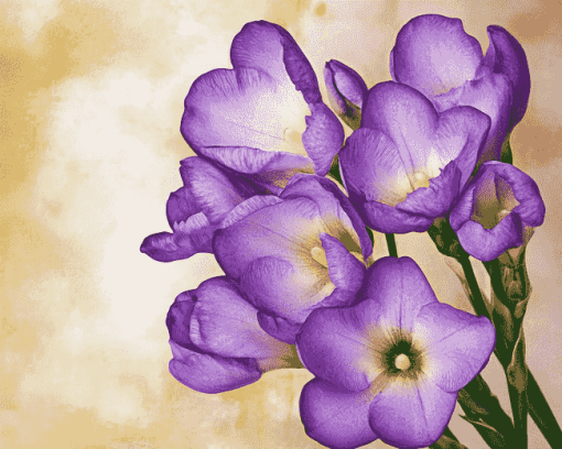 Purple Freesia Floral Diamond Painting