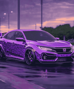 Purple Honda Hatchback Diamond Painting