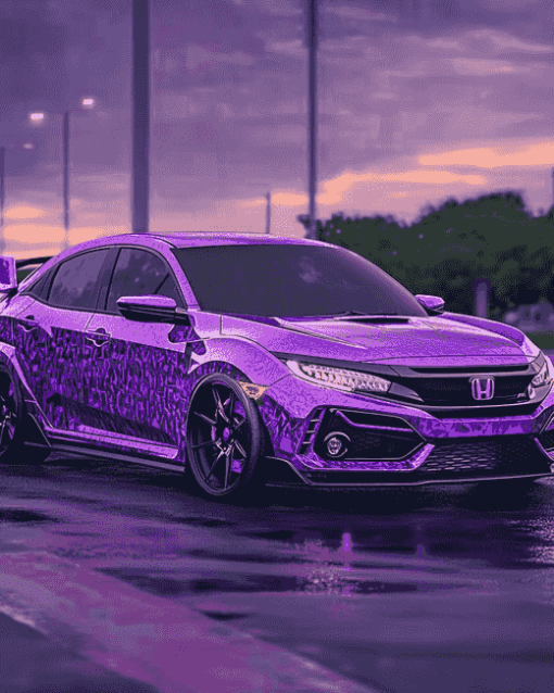 Purple Honda Hatchback Diamond Painting