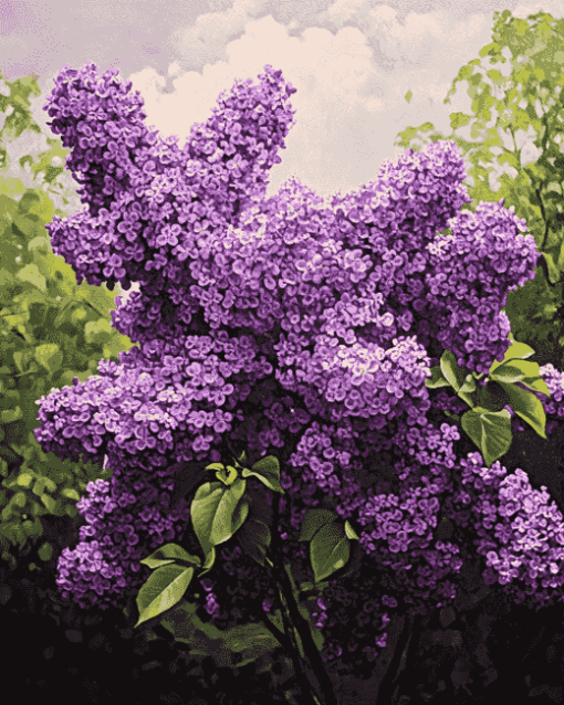 Purple Lilac Blossoms Diamond Painting