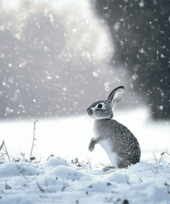 Rabbit Dancing in Snowy Mountains Diamond Painting