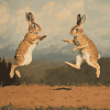 Rabbits Dancing in Mountain Landscapes Diamond Painting