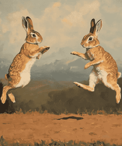 Rabbits Dancing in Mountain Landscapes Diamond Painting